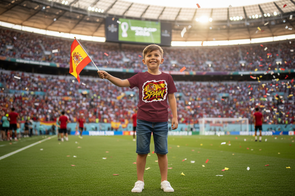 WM 26 Spanien Kids Organic Shirt Lifestyle Stadion