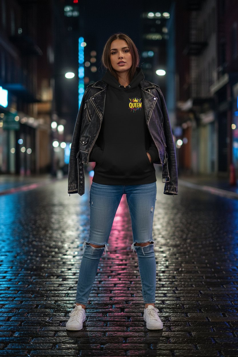 Queen Hoodie Lifestyle Mockup